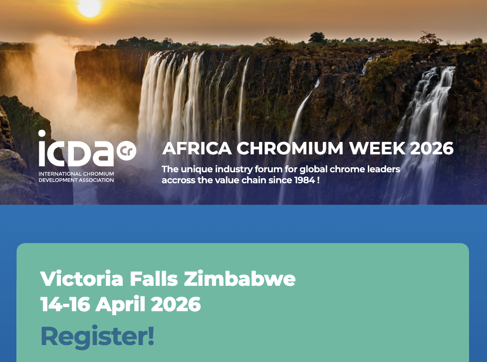 Register for the ICDA Africa Chromium Week 2026 – 14-16 April 2026 – Victoria Falls, Zimbabwe